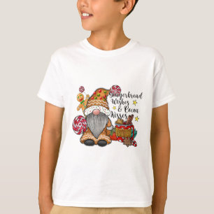 Gingerbread Wishes And Cocoa Kisses Gnome Christma T-Shirt