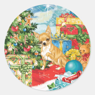 Gingerbread Wishes Chihuahua Christmas Art Classic Round Sticker