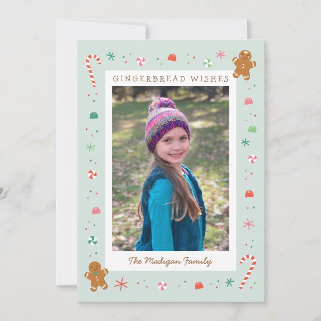 Gingerbread wishes holiday photo card (Front)