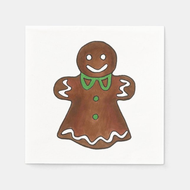 Gingerbread Woman Lady Christmas Cookie Napkins (Front)