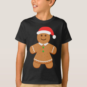Gingerbread Woman Santa Hat Christmas Family Match T-Shirt