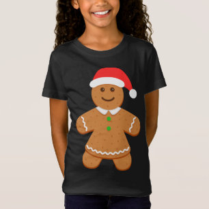 Gingerbread Woman Santa Hat Christmas Family Match T-Shirt