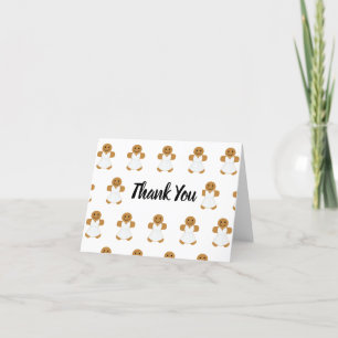 Gingerbread Women White Dresses Cartoon Thank You Card