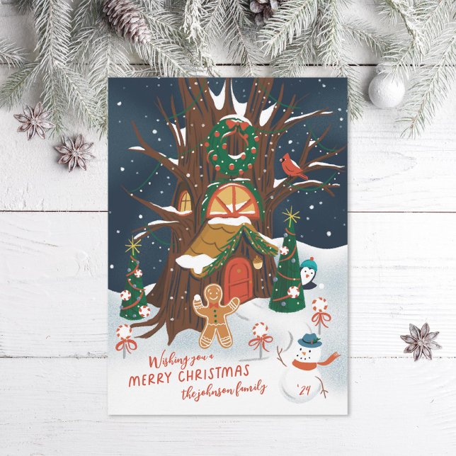Gingerbread Woods Forest Friends Illustrated Holiday Card (Creator Uploaded)