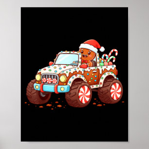 Gingerbread Xmas Candy Truck Funny Christmas Bakin Poster