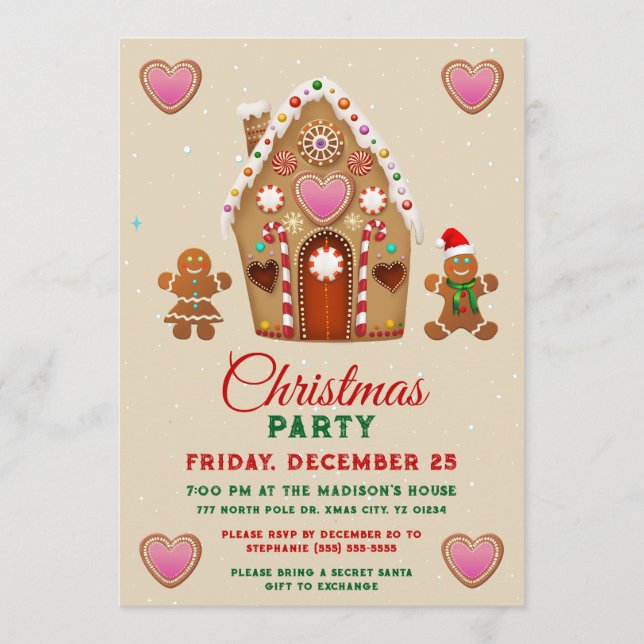 Gingerbread Xmas Party Invitation (Front)