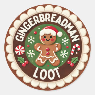 Gingerbreadman Loot Favour Bag Sticker
