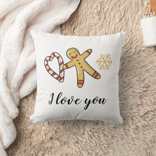 Gingerbreadman Love Throw Pillow (Blanket)