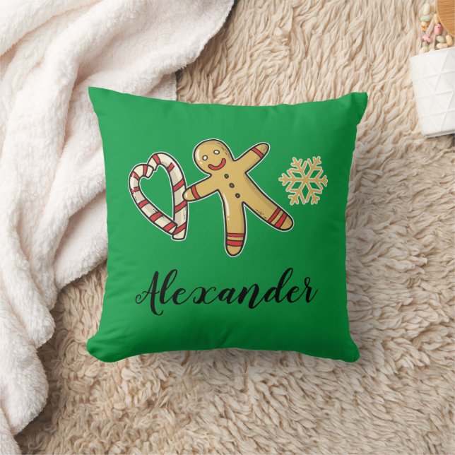 Gingerbreadman Love Throw Pillow (Blanket)