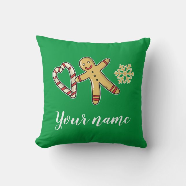 Gingerbreadman Love Throw Pillow (Front)