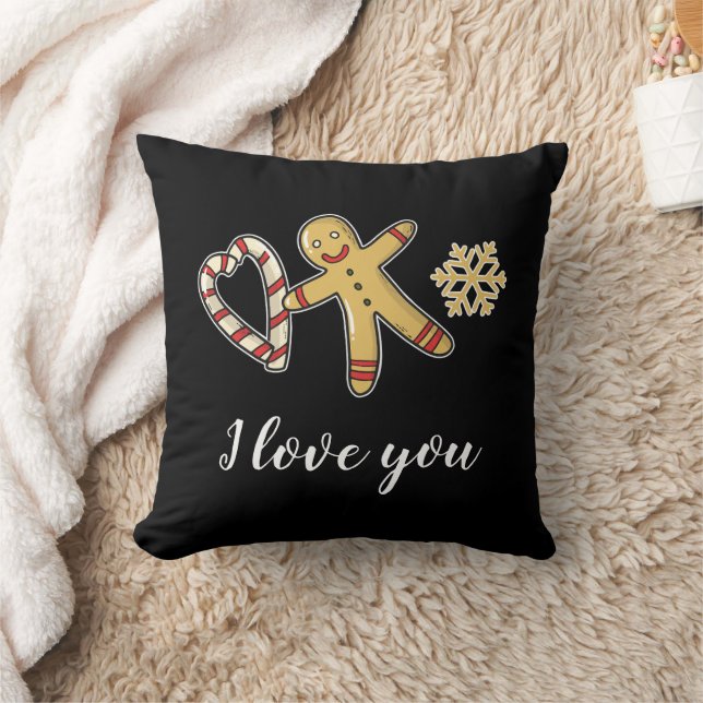 Gingerbreadman Love Throw Pillow (Blanket)