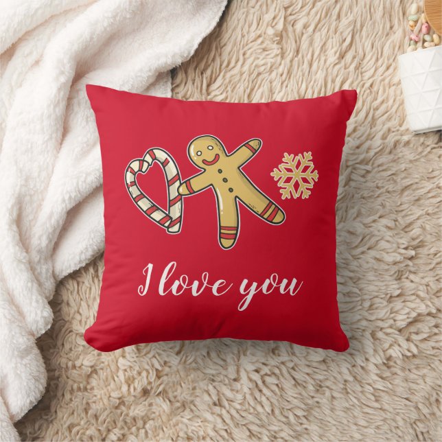 Gingerbreadman Love Throw Pillow (Blanket)