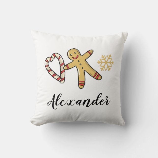 Gingerbreadman Love Throw Pillow (Front)