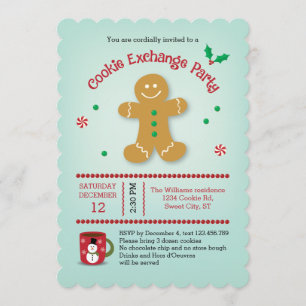 Gingerbreadn Man Cookie Exchange Invitation