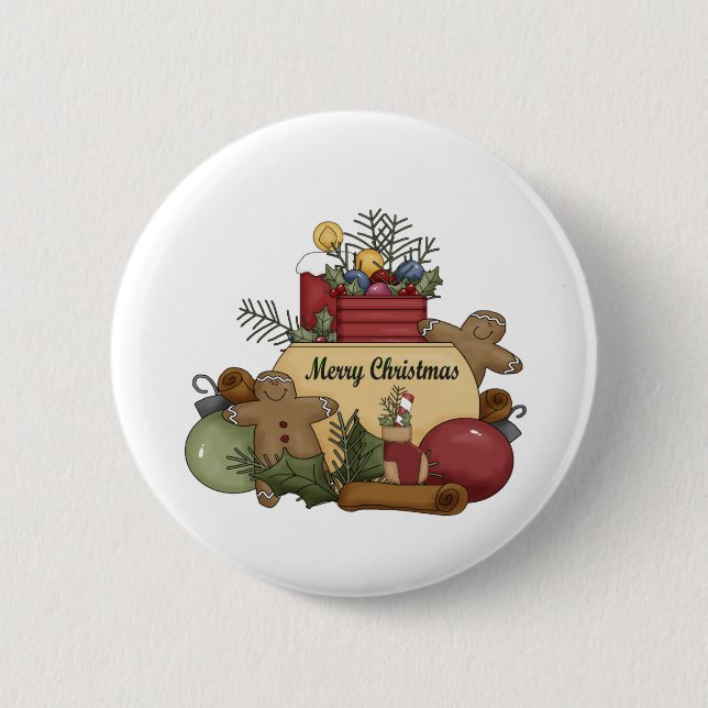 Gingerman Christmas 6 Cm Round Badge (Front)