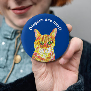 Gingers are best ginger cat redhead tabby 6 cm round badge