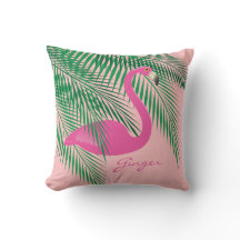 Ginger's Coral Flamingo Pillow