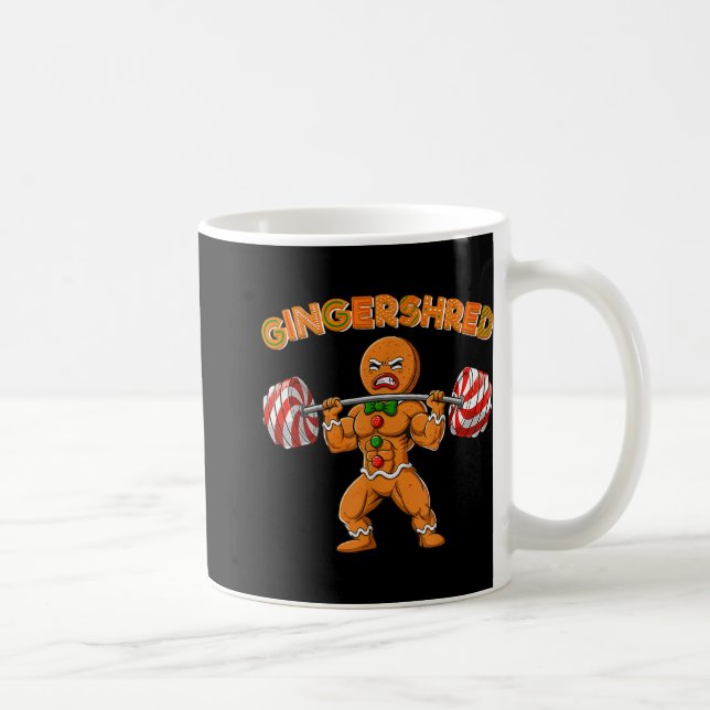 Gingershred Bodybuilder Funny Gingerbread Man Weig Coffee Mug (Right)