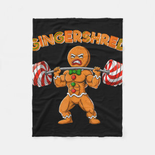 Gingershred Bodybuilder Funny Gingerbread Man Weig Fleece Blanket