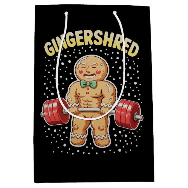 Gingershred Christmas Gingerbread Gym Bodybuilding Medium Gift Bag (Front)