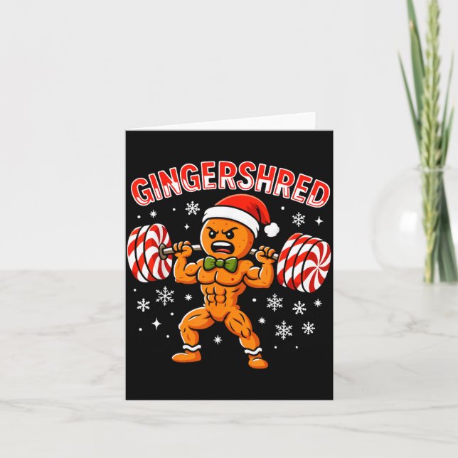 Gingershred Funny Gingerbread Man Gym Bodybuilding Card (Front)