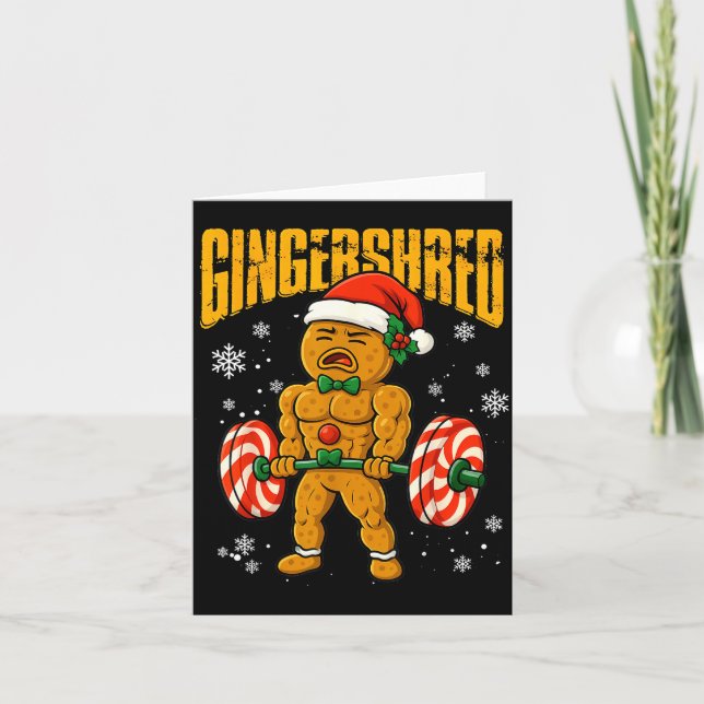 Gingershred Funny Gingerbread Man Gym Bodybuilding Card (Front)