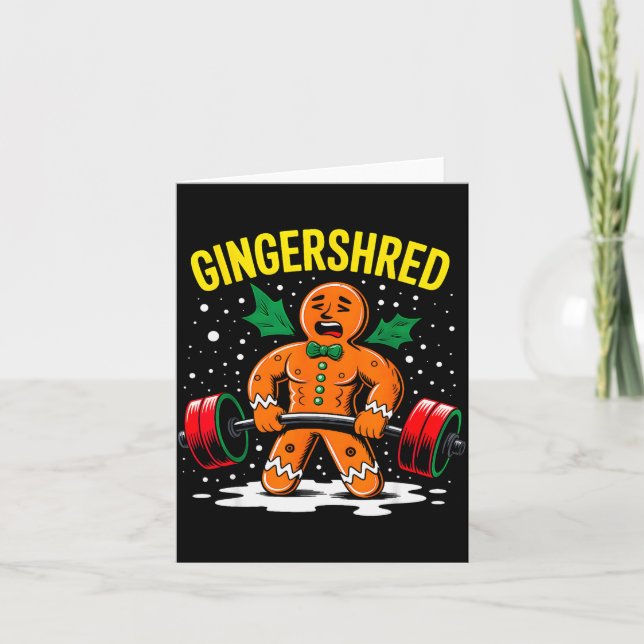Gingershred Funny Gingerbread Man Gym Bodybuilding Card (Front)