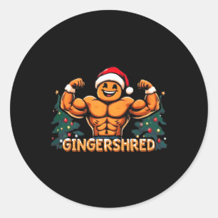 Gingershred Funny Gingerbread Man Gym Bodybuilding Classic Round Sticker