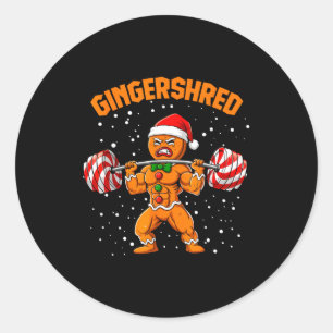 Gingershred Funny Gingerbread Man Gym Bodybuilding Classic Round Sticker