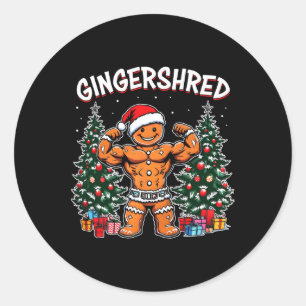 Gingershred Funny Gingerbread Man Gym Bodybuilding Classic Round Sticker