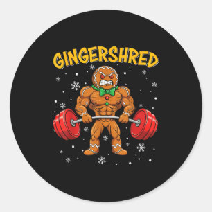 Gingershred Funny Gingerbread Man Gym Bodybuilding Classic Round Sticker