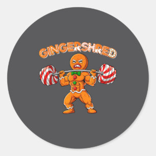 Gingershred Funny Gingerbread Man Gym Bodybuilding Classic Round Sticker