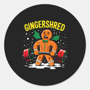 Gingershred Funny Gingerbread Man Gym Bodybuilding Classic Round Sticker