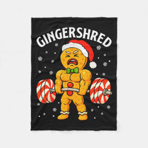 Gingershred Funny Gingerbread Man Gym Bodybuilding Fleece Blanket