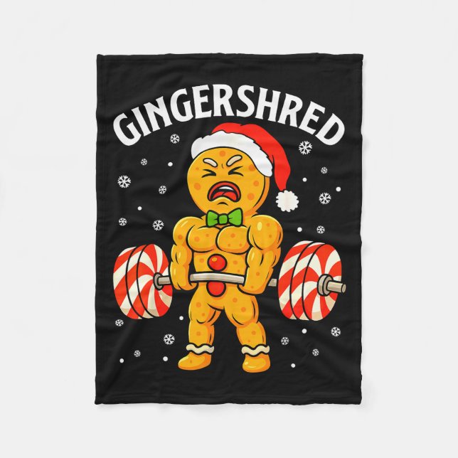 Gingershred Funny Gingerbread Man Gym Bodybuilding Fleece Blanket (Front)