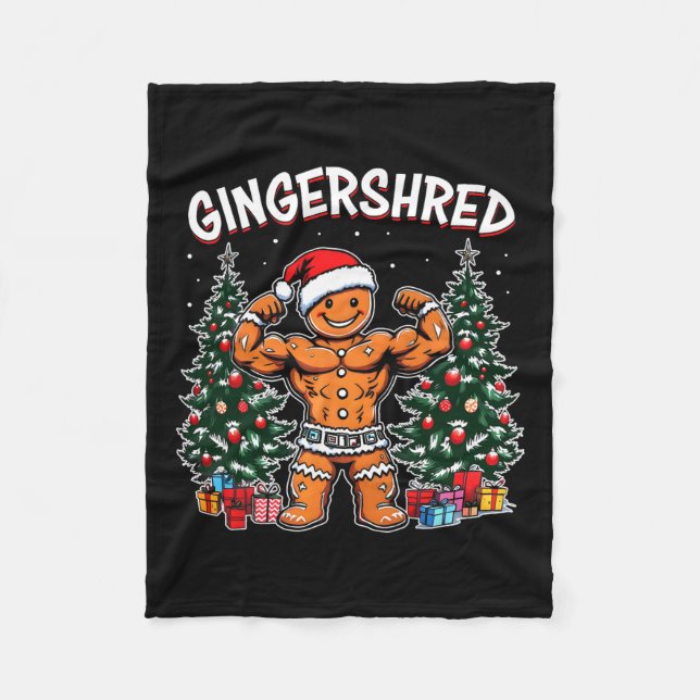 Gingershred Funny Gingerbread Man Gym Bodybuilding Fleece Blanket (Front)