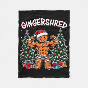 Gingershred Funny Gingerbread Man Gym Bodybuilding Fleece Blanket