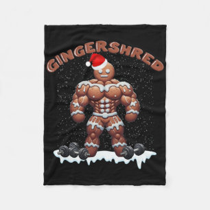 Gingershred Funny Gingerbread Man Gym Bodybuilding Fleece Blanket