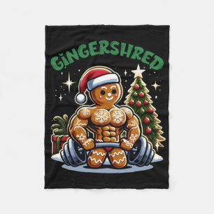 Gingershred Funny Gingerbread Man Gym Bodybuilding Fleece Blanket