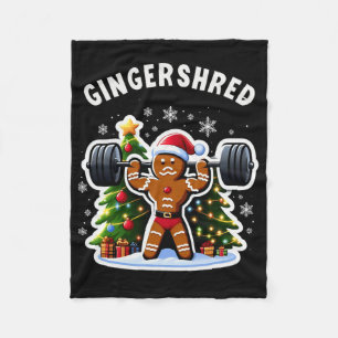 Gingershred Funny Gingerbread Man Gym Bodybuilding Fleece Blanket