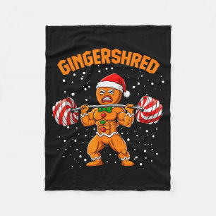 Gingershred Funny Gingerbread Man Gym Bodybuilding Fleece Blanket