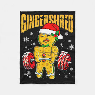 Gingershred Funny Gingerbread Man Gym Bodybuilding Fleece Blanket