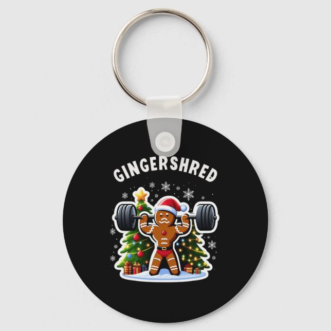 Gingershred Funny Gingerbread Man Gym Bodybuilding Key Ring (Front)