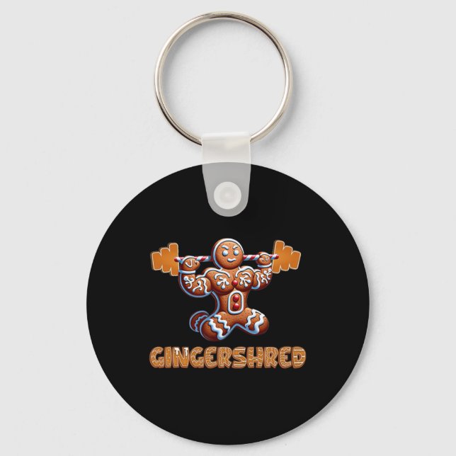 Gingershred Funny Gingerbread Man Gym Bodybuilding Key Ring (Front)
