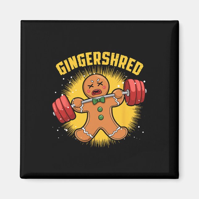 Gingershred Funny Gingerbread Man Gym Bodybuilding Magnet (Front)
