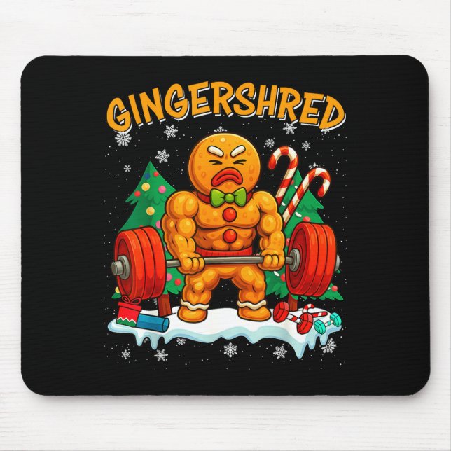 Gingershred Funny Gingerbread Man Gym Bodybuilding Mouse Pad (Front)