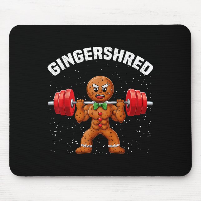 Gingershred Funny Gingerbread Man Gym Bodybuilding Mouse Pad (Front)