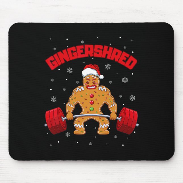 Gingershred Funny Gingerbread Man Gym Bodybuilding Mouse Pad (Front)