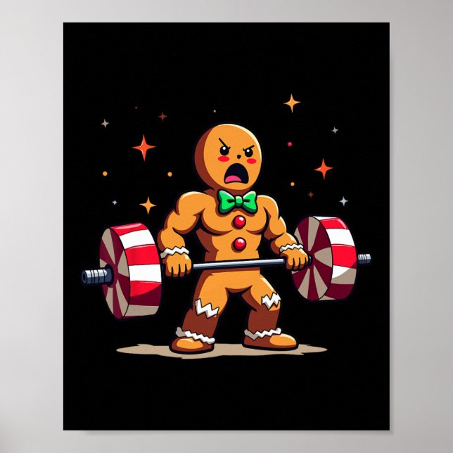 Gingershred Funny Gingerbread Man Gym Bodybuilding Poster (Front)