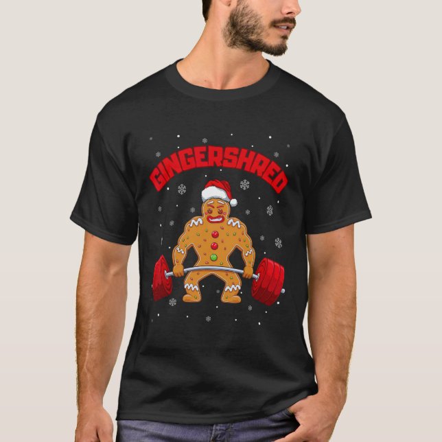 Gingershred Funny Gingerbread Man Gym Bodybuilding T-Shirt (Front)